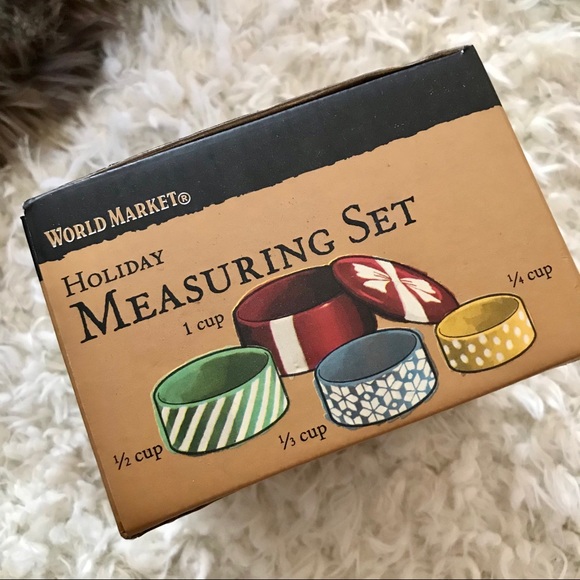 World Market Ceramic Holiday Measuring Set New